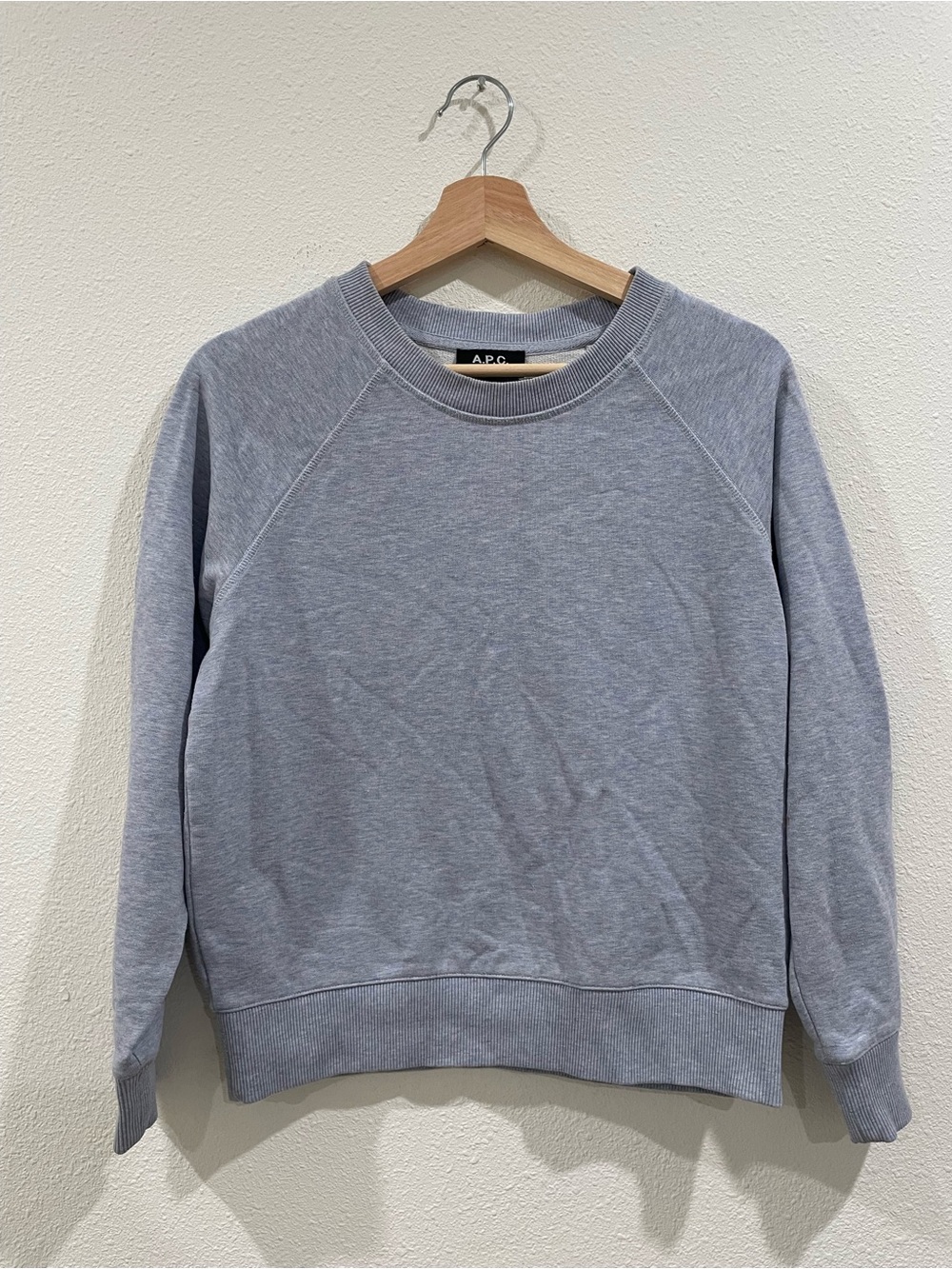 A.P.C. Classic Crewneck Sweatshirt - Light Blue Gray XS